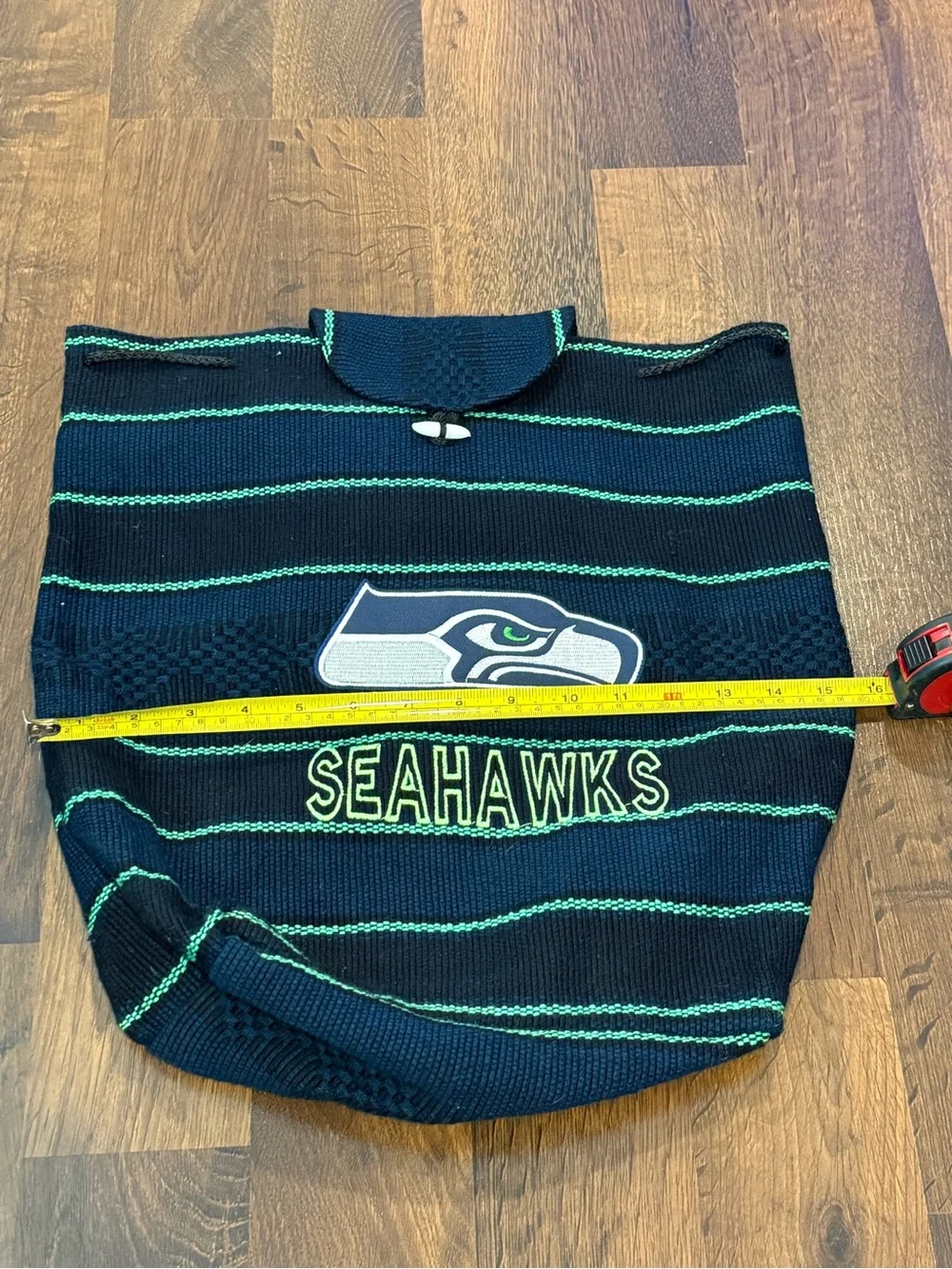 Seattle Seahawks Baja Woven Drawstring Backpack Mexican Style Knapsack